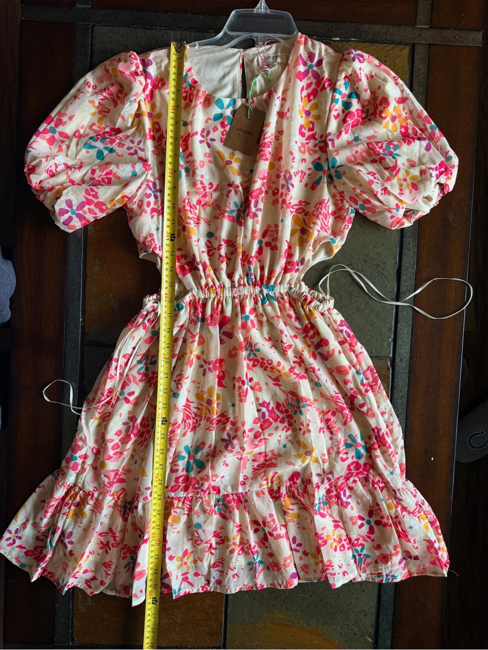 Umgee dress medium BNWT bright colors cheetah leopard print cut out midi bell